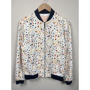 Hutch Anthropologie Jacket Womens Small White Blue Star Varsity Jacket